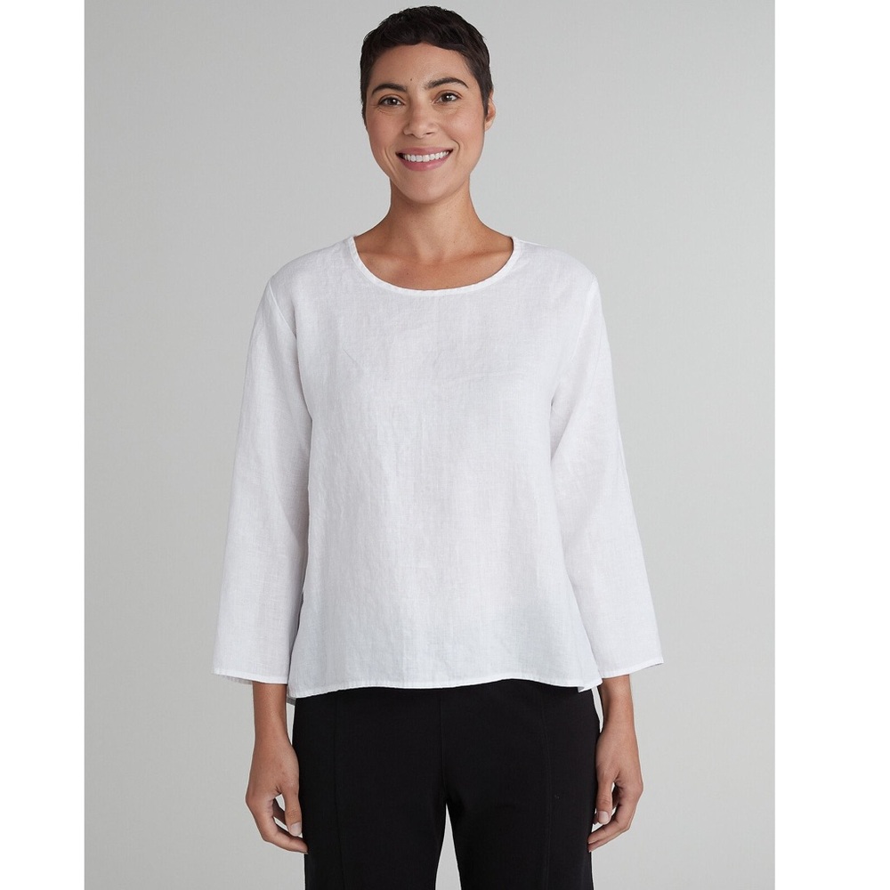 Sea Glass Lane Linen 3/4 Split Back White Top size M